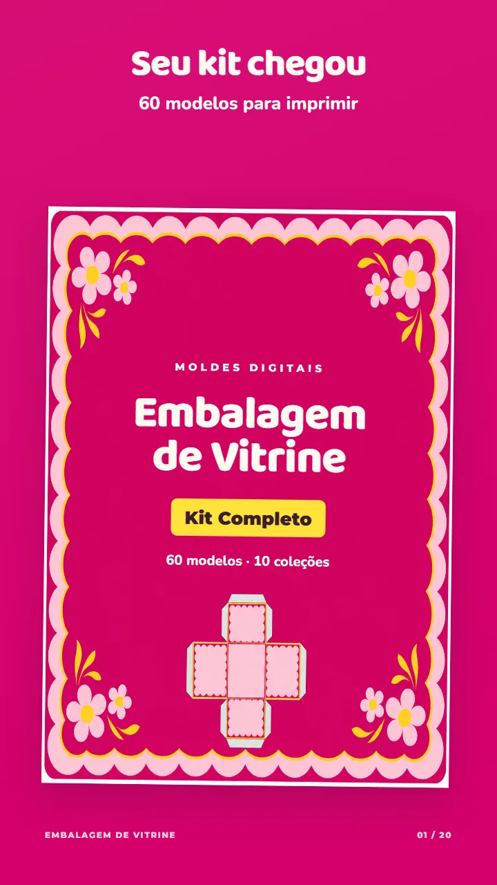 Capa do PDF do Kit Completo Embalagem de Vitrine: 60 modelos em 10 coleções