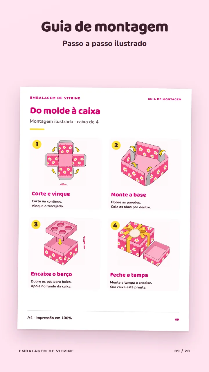 Página do guia de montagem ilustrado em 4 passos